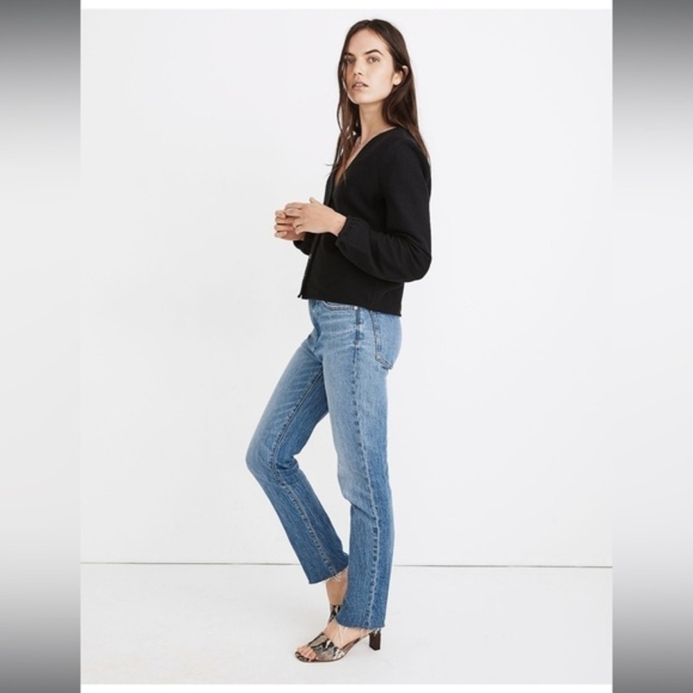 Madewell Top Womens Bubble Sleeve Cardigan Black Cotton size xs